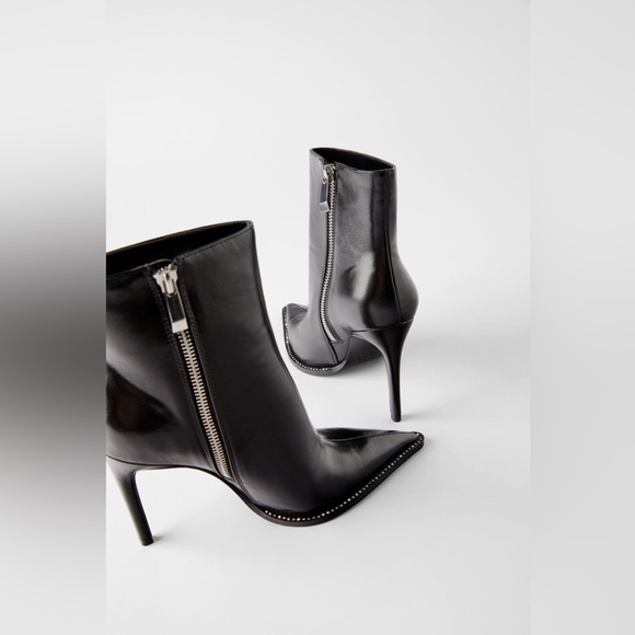 Zara 🖤🩶🖤Women Shiny High Heels Ankle Boots Size 39 - NWT - Picture 4 of 5